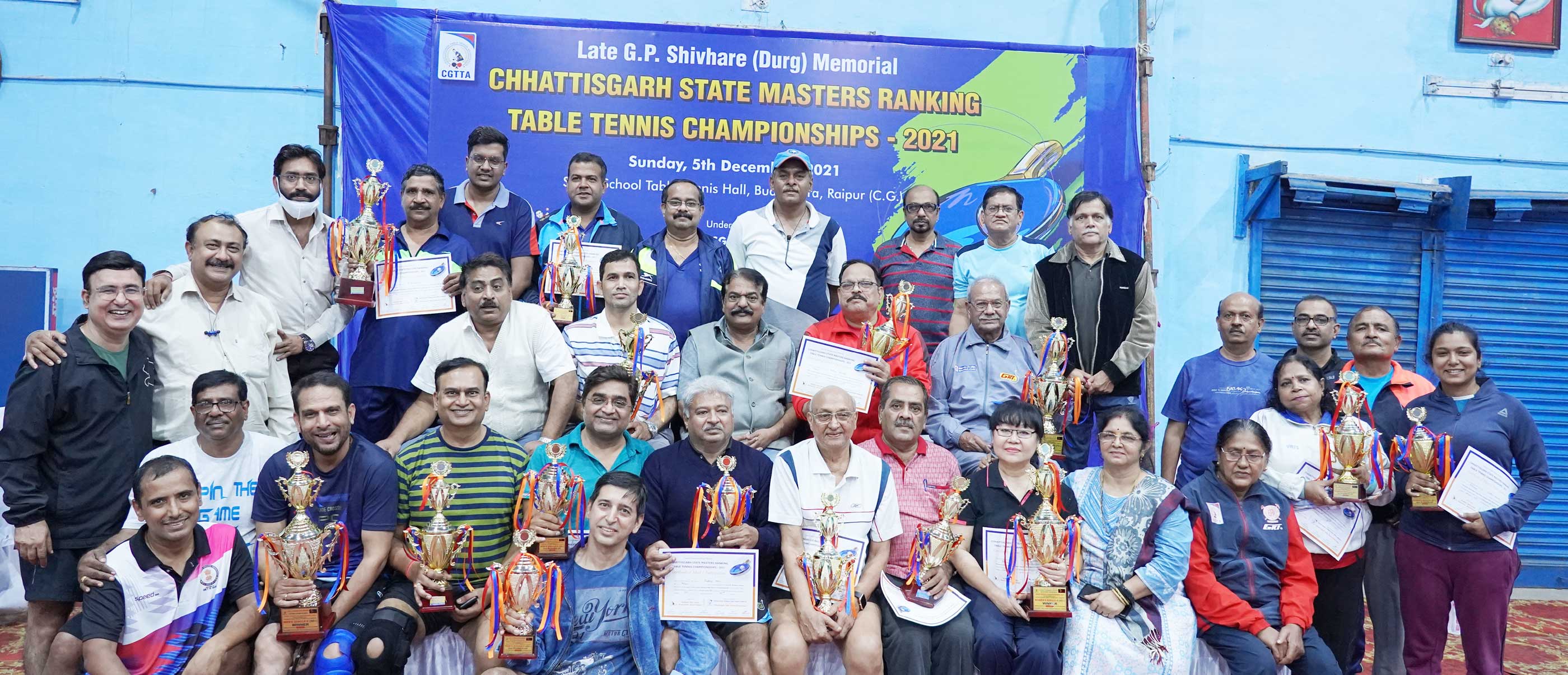 छत्तीसगढ़ राज्य मास्टर्स रैंकिंग टेबल टेनिस स्पर्धा के विजेता पुरस्कृत