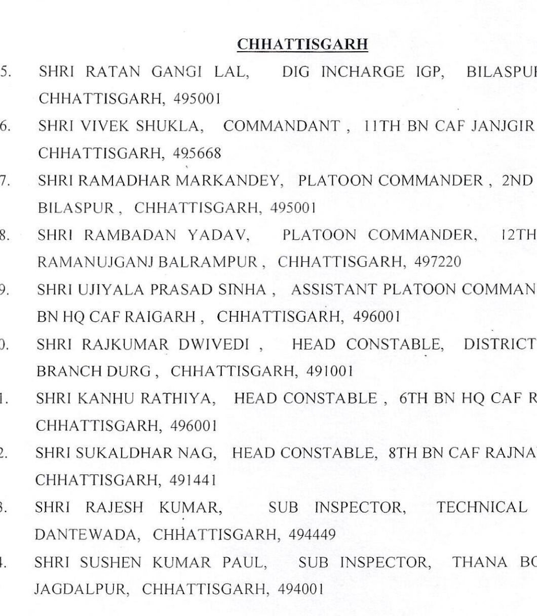 आईजी डांगी,  एसपी कश्यप सहित 10  को पुलिस पदक कल होंगे सम्मानित