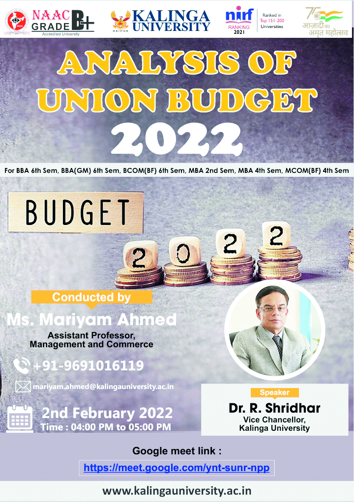 कलिंगा विवि में केन्दीय बजट पर वेबिनार