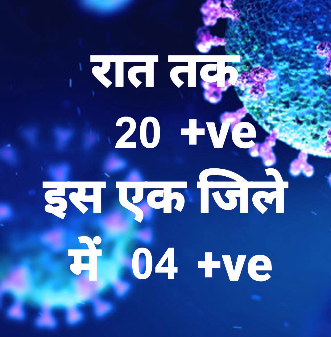 प्रदेश में आज रात तक 20 पॉजिटिव, सर्वाधिक बलरामपुर जिले में, 19 जिलों में शून्य