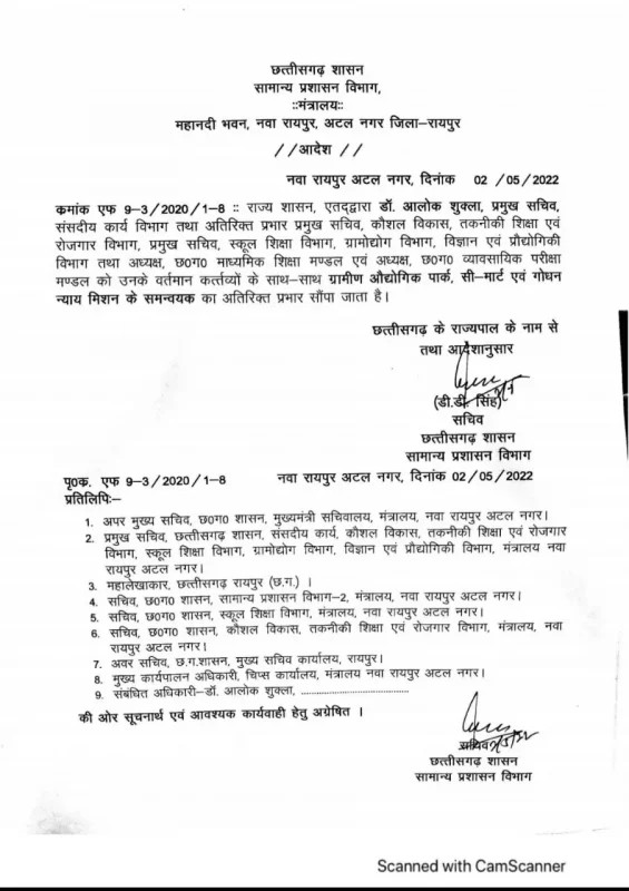 चार आईएएस अफसरों को अतिरिक्त प्रभार