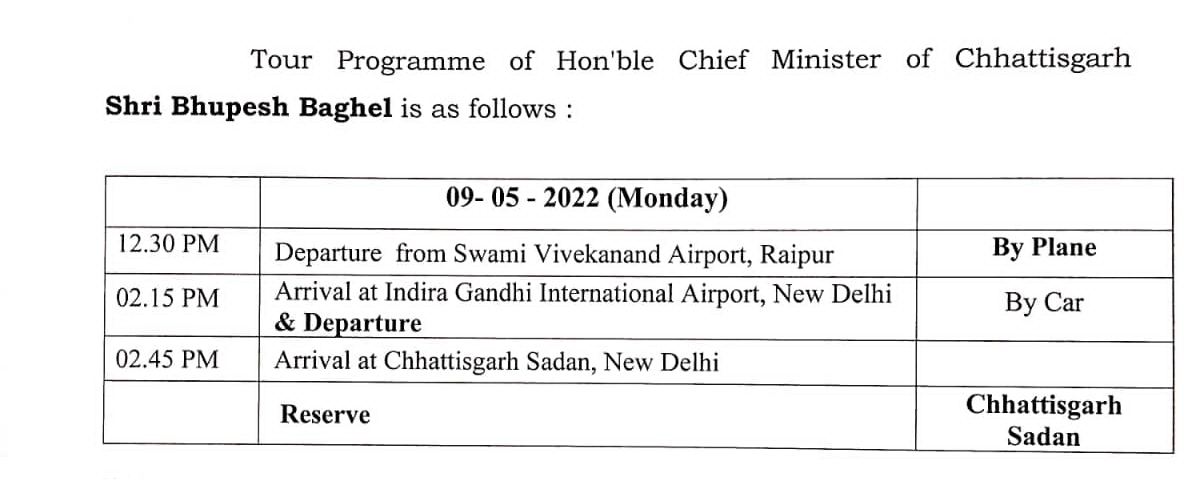 सीएम बघेल आज दिल्ली जा रहे