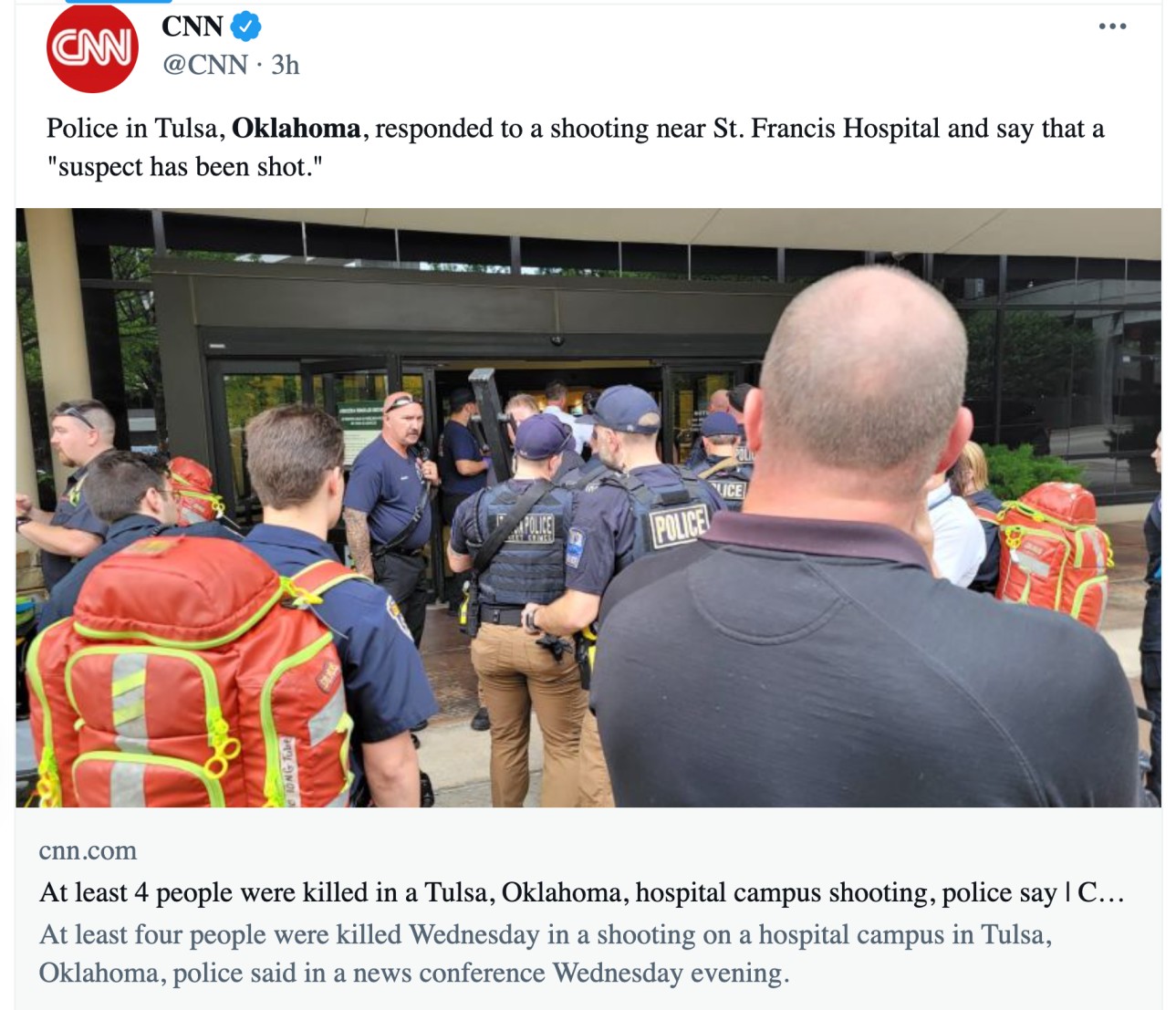 अमेरिका: ओकलाहोमा के अस्पताल में गोलीबारी, चार की मौत