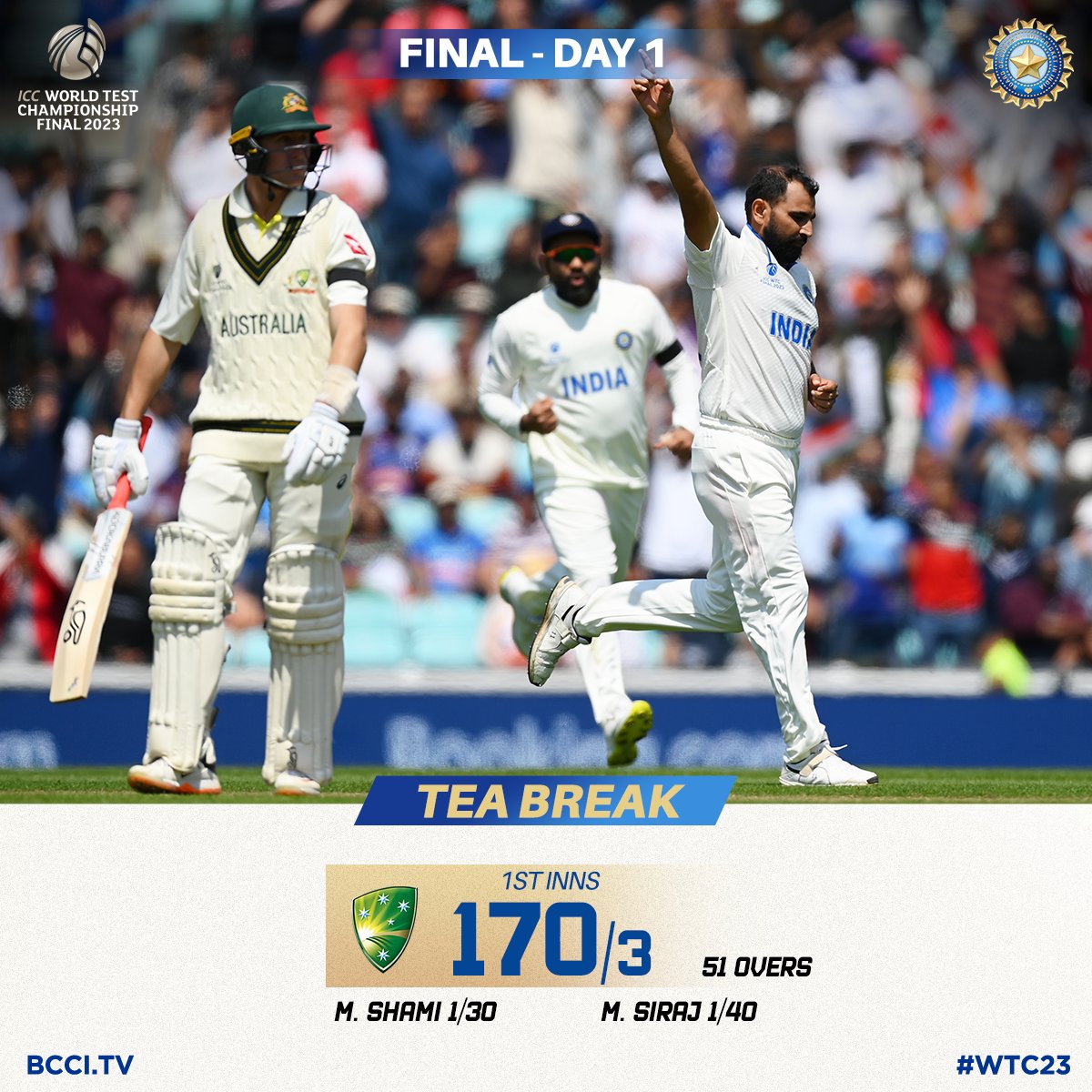 हेड का अर्धशतक, आस्ट्रेलिया के चाय तक तीन विकेट पर 170 रन