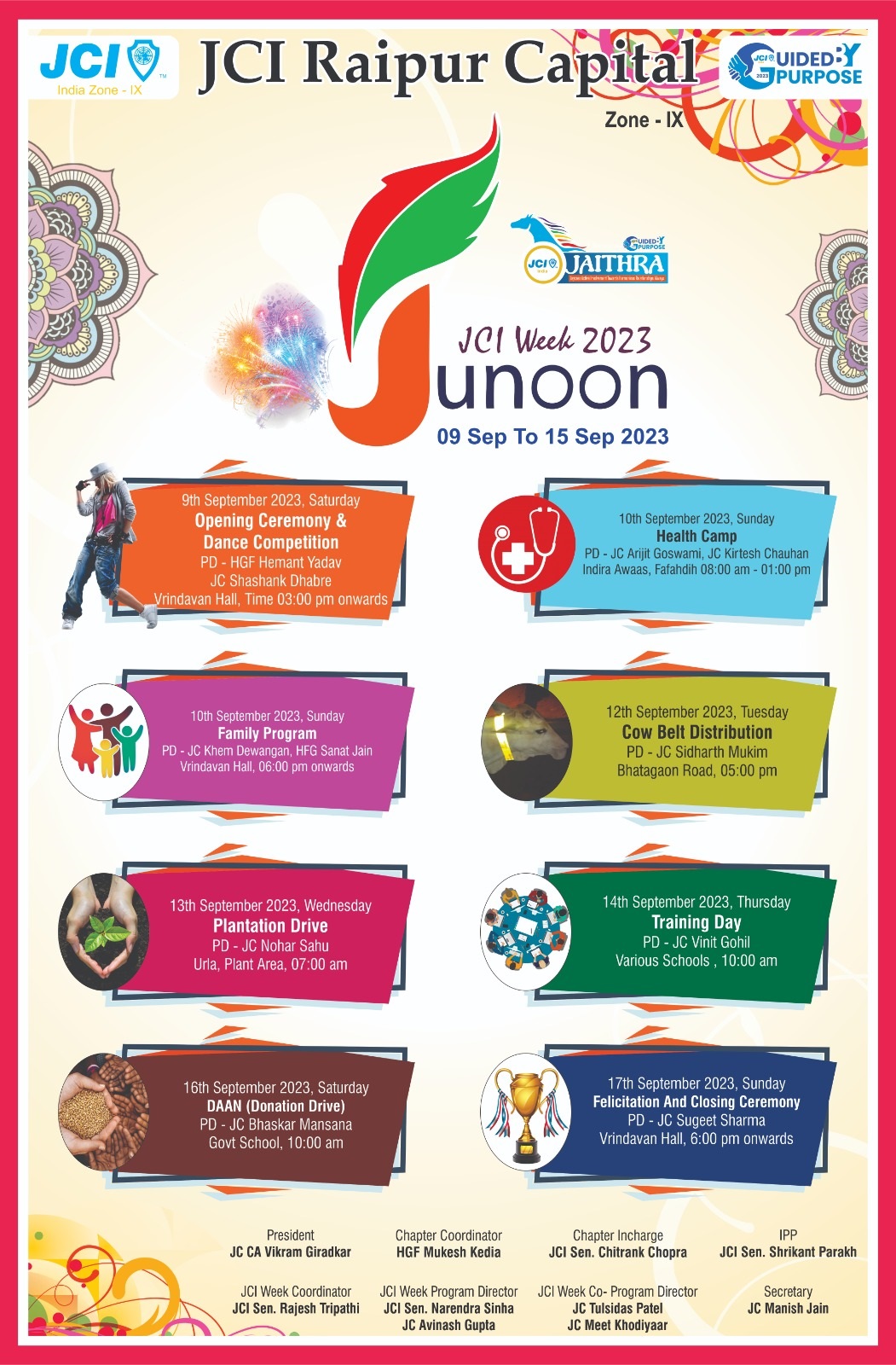 जेसीआई रायपुर कैपिटल जुनून 2023 जेसीस सप्ताह आयोजित