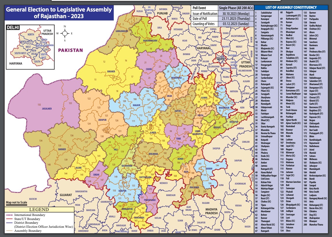 राजस्थान: विधानसभा की 200 सीटें, सवा पांच करोड़ से अधिक मतदाता