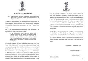 सुप्रीम कोर्ट कॉलेजियम की न्यायमूर्ति चक्रधारी शरण सिंह को उड़ीसा हाईकोर्ट के मुख्य न्यायाधीश के रूप में पदोन्नत करने की सिफारिश