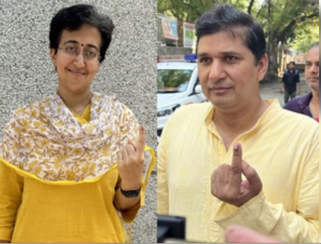 आतिशी और सौरभ भारद्वाज ने वोट डालने के बाद कहा, धीमी वोटिंग पर अधिकारियों से करेंगे अनुरोध 