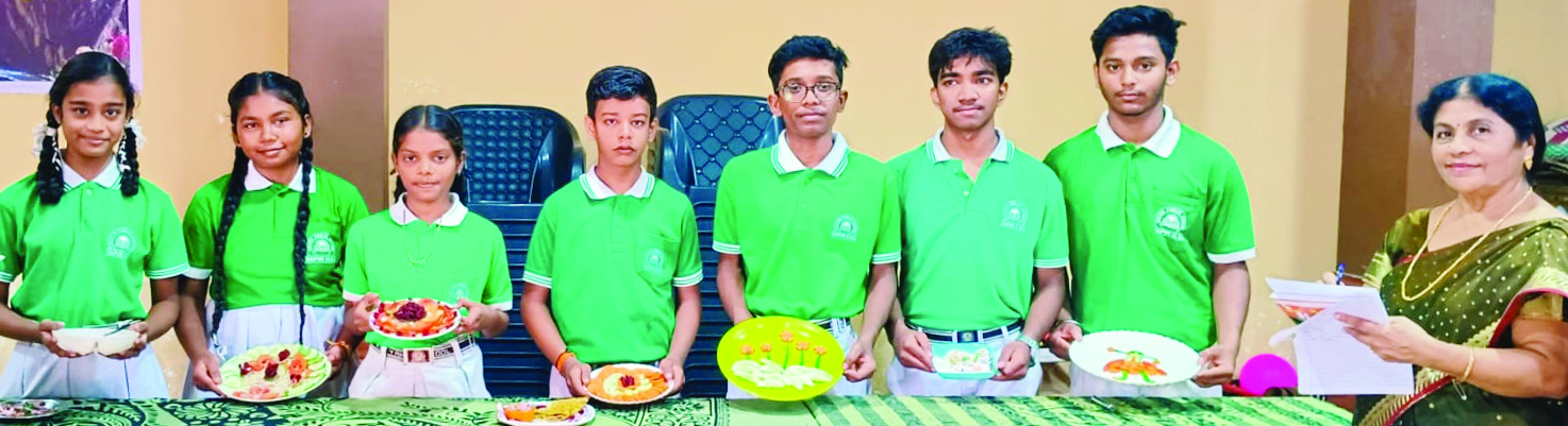 कल्याण पब्लिक स्कूल सलाद सजाना-पौष्टिक व्यंजन बनाना स्पर्धा में दिखा बच्चों का उत्साह