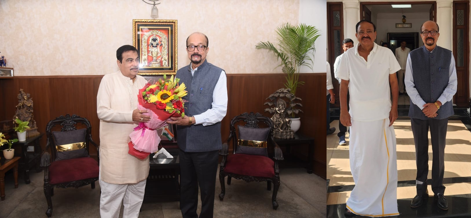 राज्यपाल डेका की नायडू, गड़करी से सौजन्य भेंट 