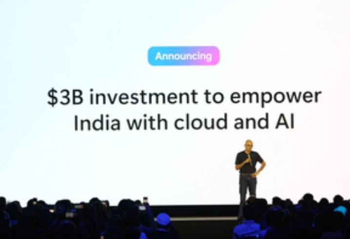 माइक्रोसॉफ्ट भारत में एआई और क्लाउड इन्फ्रास्ट्रक्चर में करेगा 3 अरब डॉलर का निवेश 