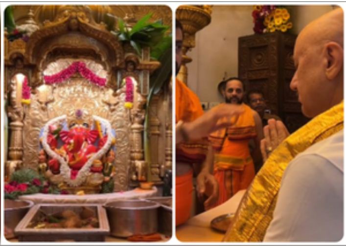 सिद्धि विनायक मंदिर पहुंचे अनुपम खेर, लिया बप्पा का आशीर्वाद 