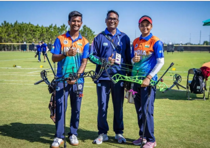 ज्योति वेन्नम/ऋषभ यादव की जोड़ी ने यूएसए में तीरंदाजी विश्व कप चरण 1 में कंपाउंड मिश्रित टीम स्वर्ण जीता 