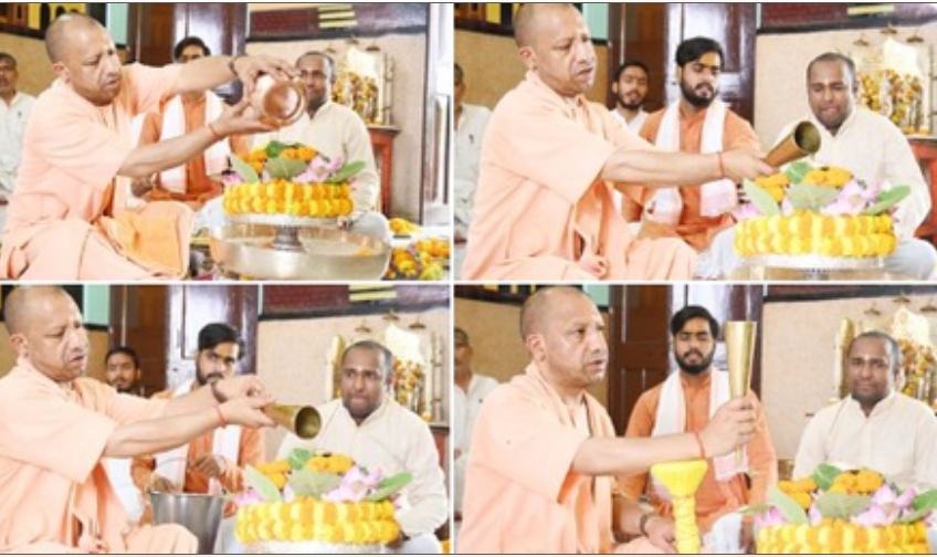 गोरखनाथ मंदिर में मुख्यमंत्री योगी आदित्यनाथ ने किया रुद्राभिषेक 