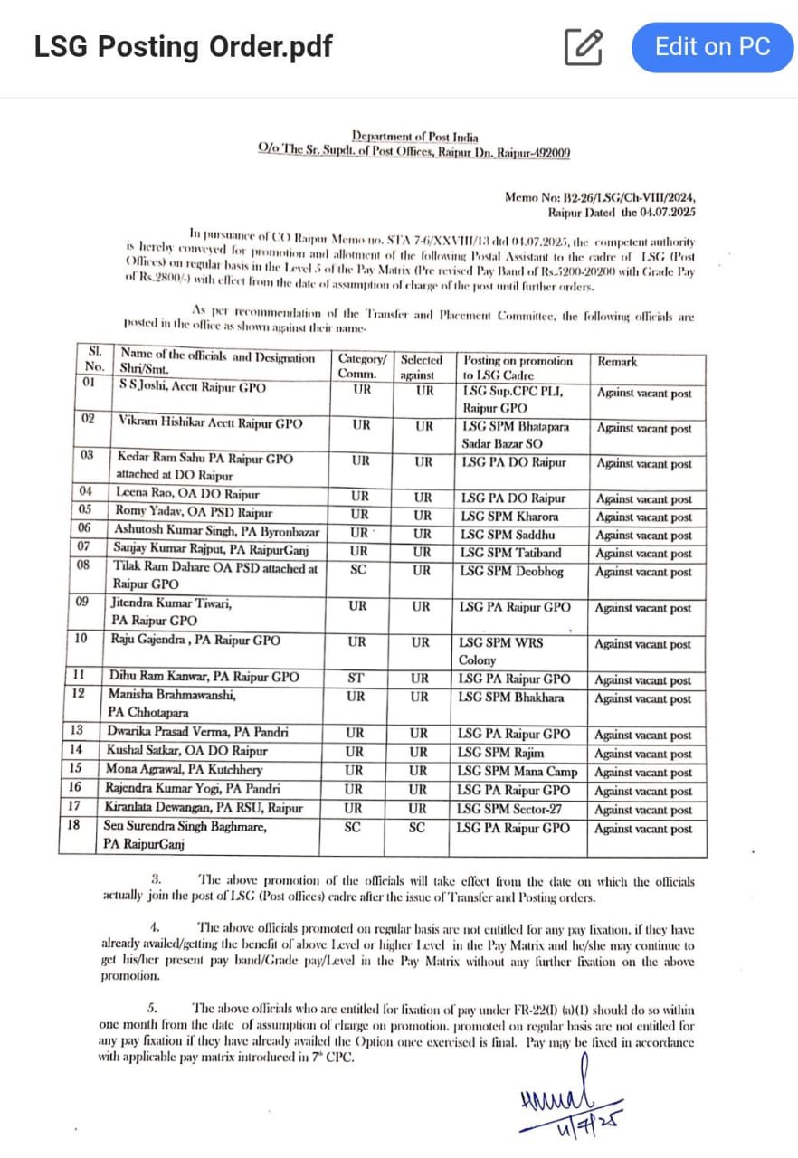 डेढ़ दर्जन डाक सहायकों को पदोन्नत कर तबादले डेढ़ दर्जन डाक सहायकों को पदोन्नत कर तबादले