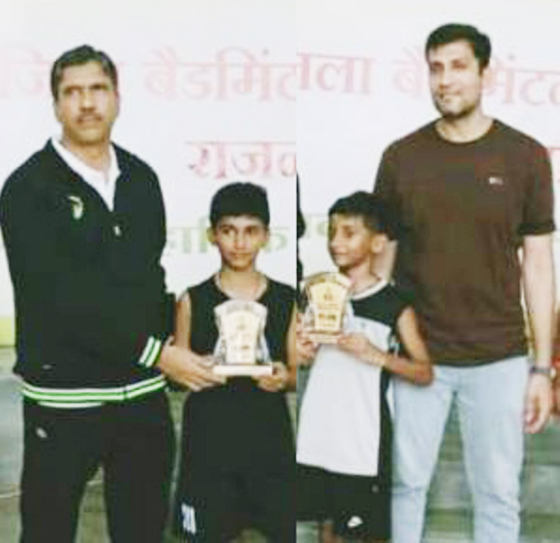 नमन और आरूष का राज्य  स्तरीय बैडमिंटन में चयन