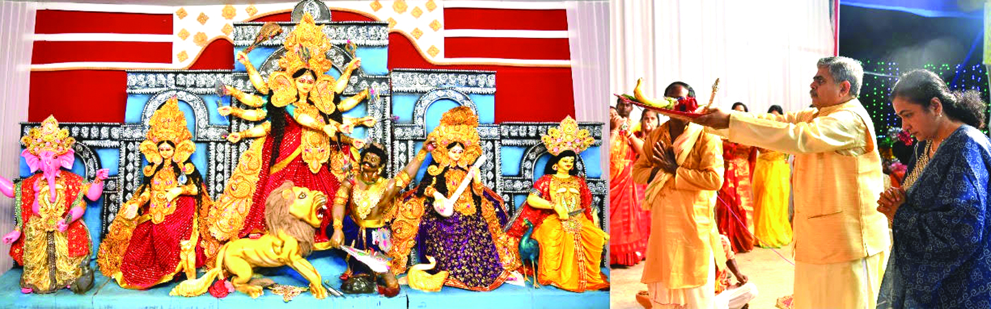 बालकोनगर दुर्गा पंडाल में माता आदिशक्ति की स्थापना हर्षोल्लास एवं भव्यता के साथ की गई