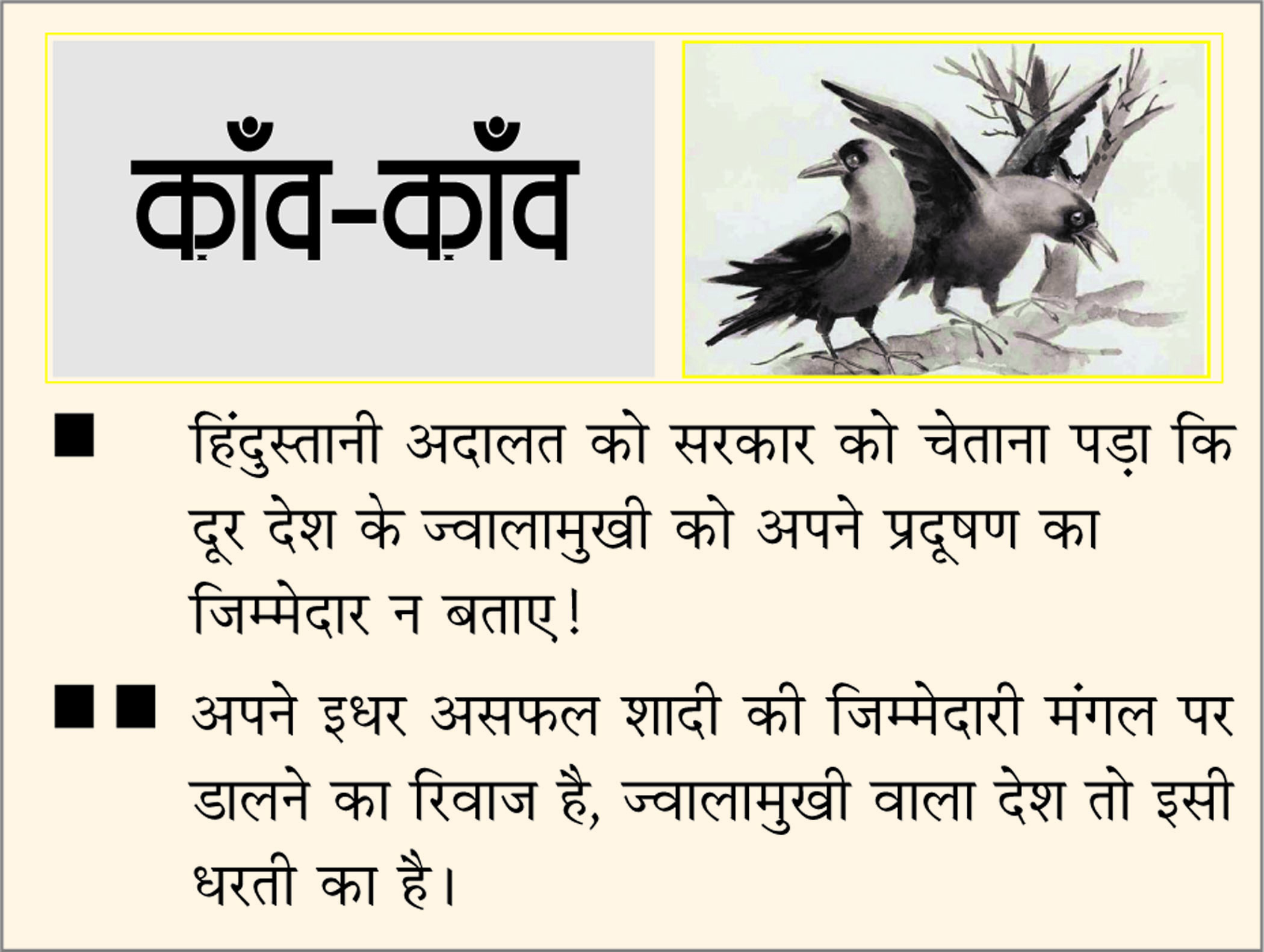 दैनिक 'छत्तीसगढ़' का काँव-काँव, 30 नवंबर 2025