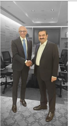 गौतम अदाणी ने सत्य नडेला से की मुलाकात, एआई की अपार क्षमताओं पर हुई चर्चा 