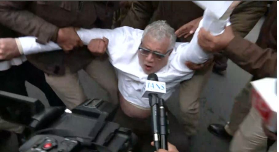 टीएमसी सांसदों ने ईडी की छापेमारी के खिलाफ दिल्ली में किया प्रदर्शन, पुलिस ने हिरासत में लिया