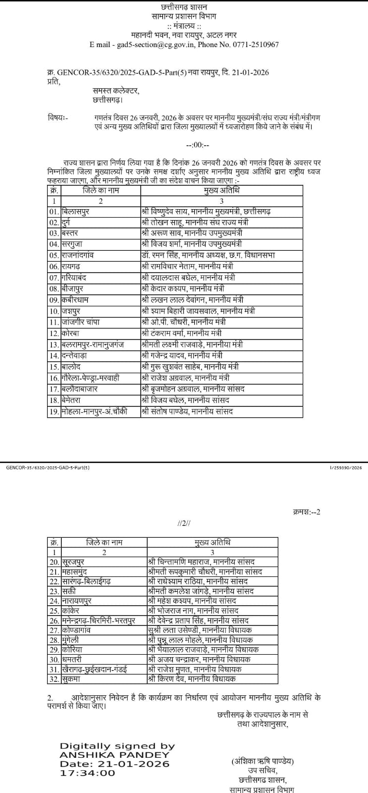 सीएम साय बिलासपुर में ध्वजारोहण करेंगे 
