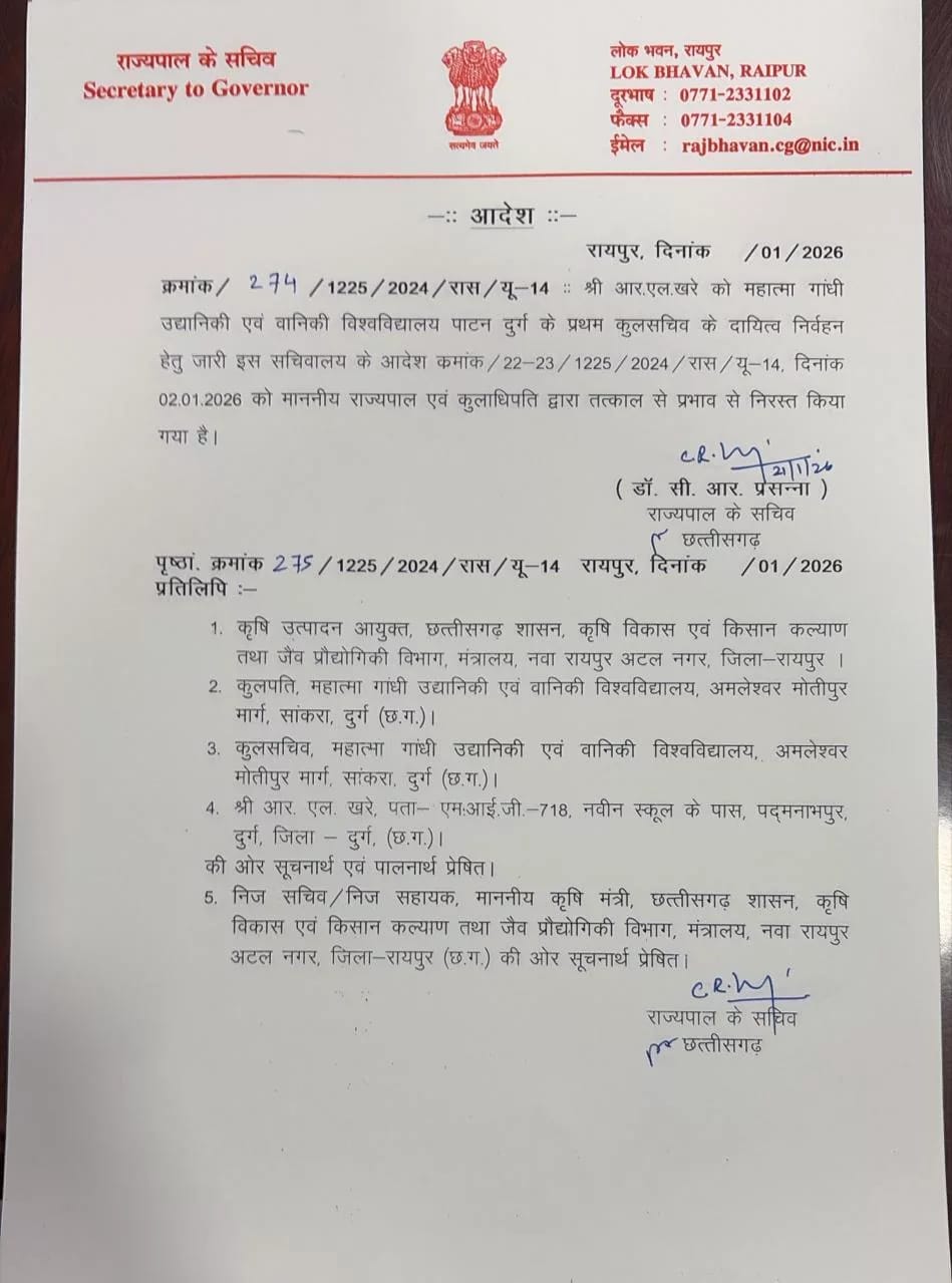 उद्यानिकी एवं वानिकी विवि के कुलसचिव हटाए गए 