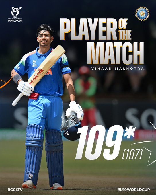 भारत ने अंडर-19 विश्व कप सुपर सिक्स मैच में जिम्बाब्वे को 204 रन से रौंदा