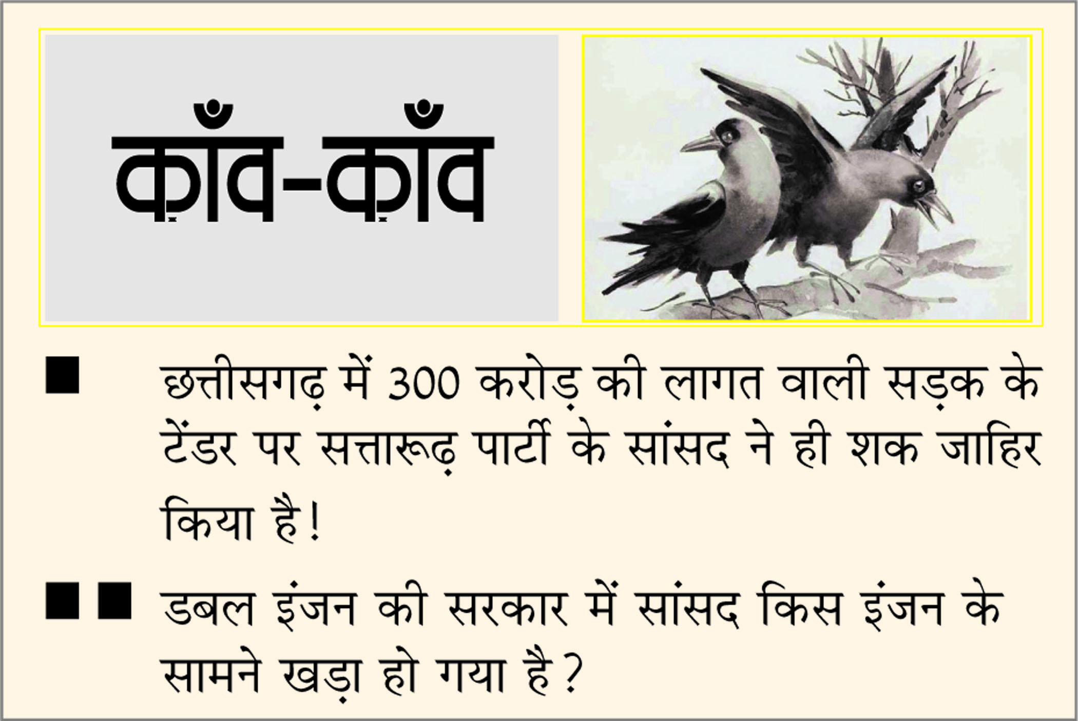 दैनिक 'छत्तीसगढ़' का काँव-काँव, 29 जनवरी 2026