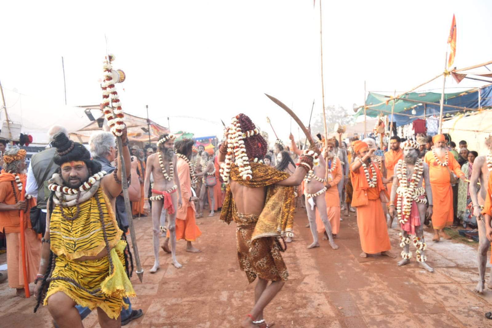 राजिम कुंभ कल्प में नागा साधुओं की शाही शोभायात्रा, शौर्य प्रदर्शन