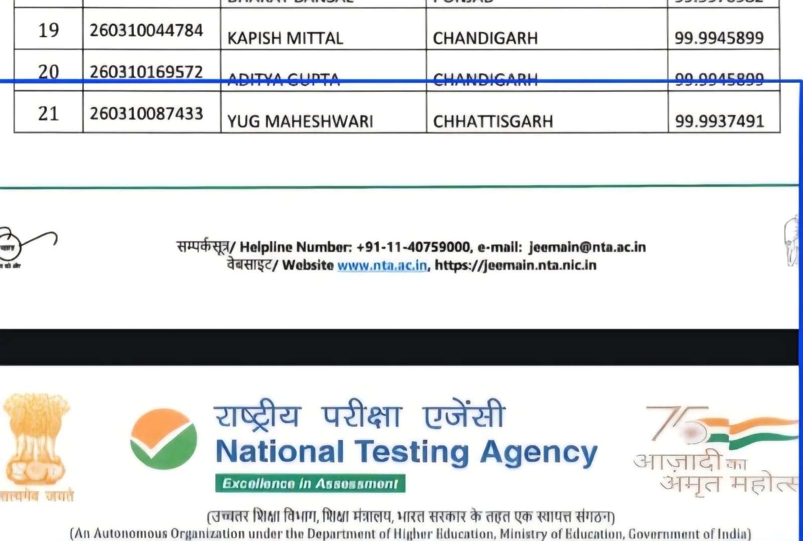 JEE मेन, के नतीजे घोषित 