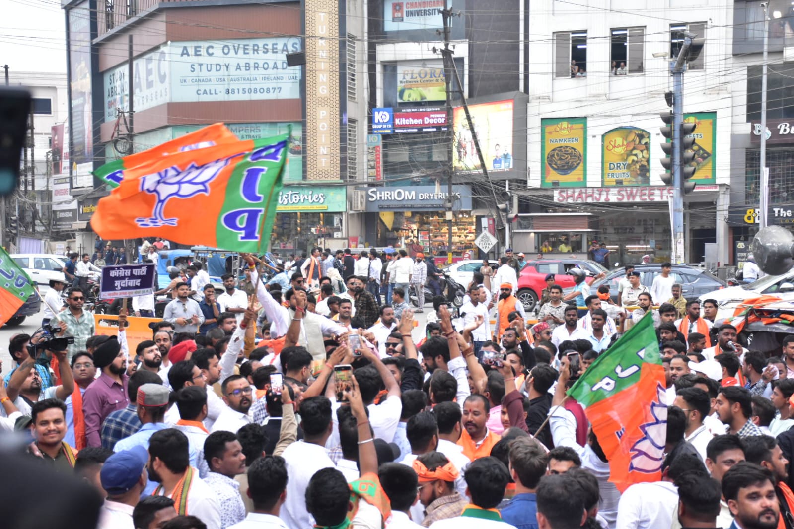 भाजयुमो कार्यकर्ताओं की पुलिस से झूमा-झटकी