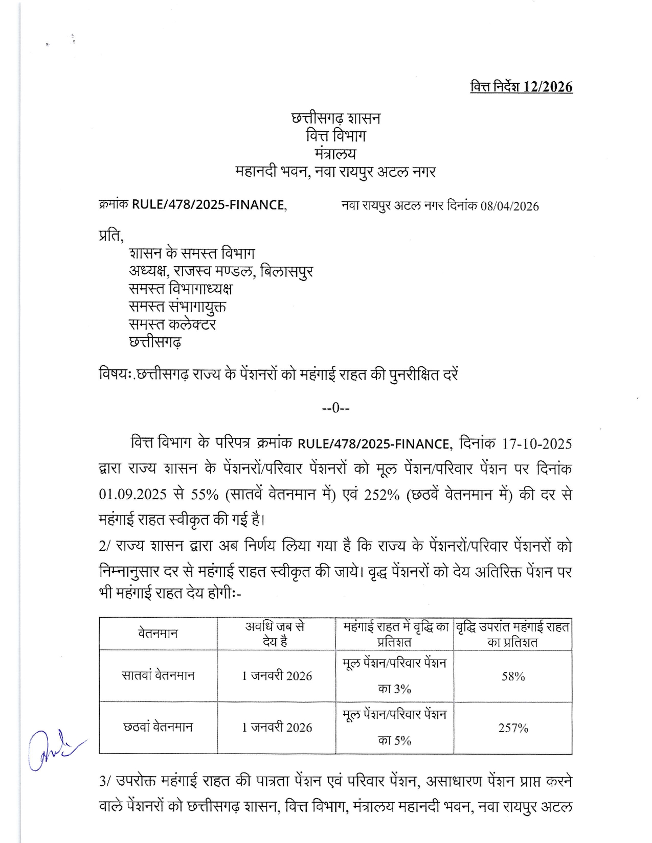 पेंशनरों को देय  डीआर भुगतान का आदेश जारी