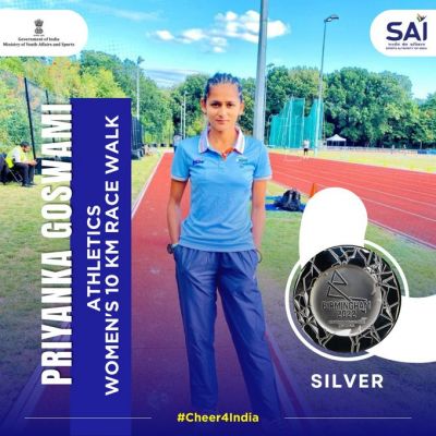 कॉमनवेल्थ खेल 2022: भारत की प्रियंका गोस्वामी ने रेस वॉकिंग में जीता सिल्वर मेडल