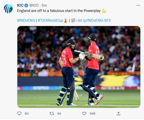 टी20 वर्ल्ड कप सेमीफ़ाइनल: इंग्लैंड की तेज़ शुरुआत, भारत ने दी है 169 रन की चुनौती