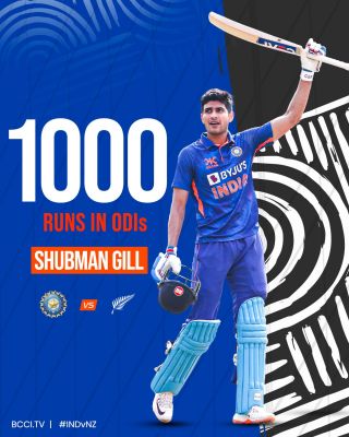 गिल का दोहरा शतक, भारत ने बनाये आठ विकेट पर 349 रन