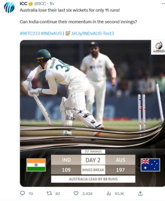 ऑस्ट्रेलिया ने पहली पारी में बनाए 197 रन