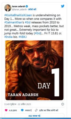 सलमान ख़ान की 'किसी का भाई, किसी की जान' की कमज़ोर ओपनिंग, पहले दिन इतनी रही कमाई