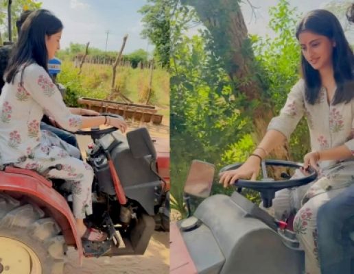 बिग बी की नातिन नव्या ने गुजरात के गांव में चलाया ट्रैक्टर, पोस्ट किया वीडियो