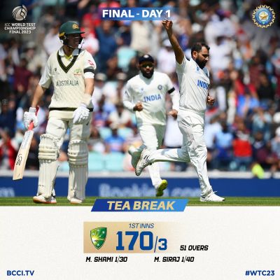 हेड का अर्धशतक, आस्ट्रेलिया के चाय तक तीन विकेट पर 170 रन