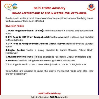 राजधानी के निचले इलाकों में बाढ़ के बीच दिल्ली ट्रैफिक पुलिस ने जारी की एडवाइजरी