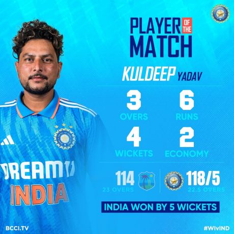 भारत बनाम वेस्टइंडीज: पहले वनडे में भारत ने वेस्टइंडीज को 5 विकेट से हराया, ईशान किशन ने लगाई हाफ सेंचुरी