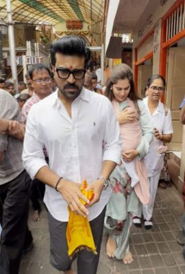 मुंबई के महालक्ष्मी मंदिर में पत्नी उपासना, बेटी क्लिन कारा के साथ गए राम चरण, लिया आशीर्वाद