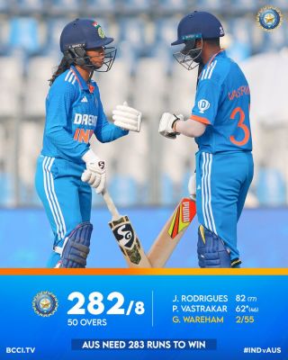 जेमिमा और पूजा के अर्धशतक, भारत ने बनाये आठ विकेट पर 282 रन