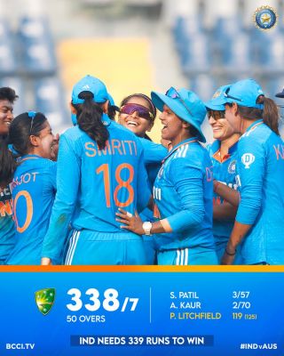 लिचफील्ड का शतक, ऑस्ट्रेलिया के सात विकेट पर 338 रन