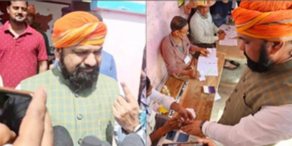बिहार भाजपा अध्यक्ष सम्राट चौधरी ने अपने गांव पहुंचकर मतदान किया