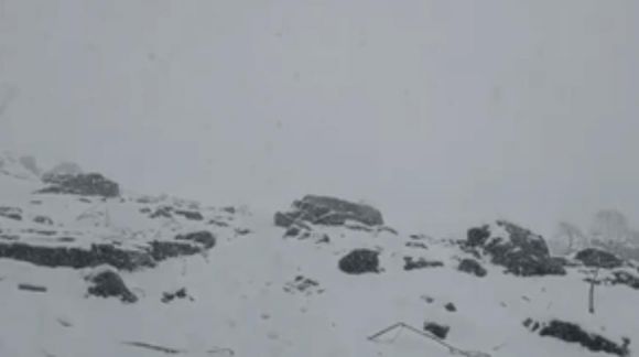 विश्व धरोहर फूलों की घाटी पर बिछी बर्फ की सफेद चादर