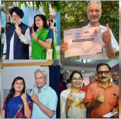 एस जयशंकर, हरदीप सिंह पुरी, बांसुरी स्वराज, वीरेंद्र सचदेवा समेत इन दिग्गजों ने किया मतदान 