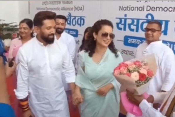 संसद में मिले चिराग पासवान और कंगना रनौत, गले लगाकर किया एक दूसरे का स्वागत