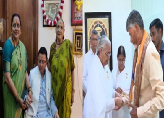 देशभर में रक्षाबंधन की धूम, चंद्रबाबू नायडू, पुष्कर सिंह धामी समेत कई मुख्यमंत्रियों ने बंधवाई राखी