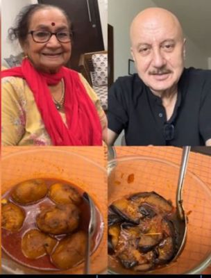 मां दुलारी ने बनाया दम आलू और पालक पनीर, बेटे अनुपम खेर ने 'गुत्थी स्टाइल' में किया पेश